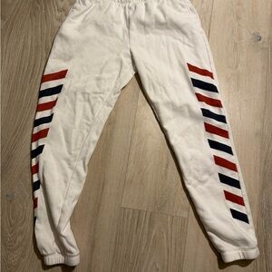 Grayson Threads White Joggers with Red and Black Stripes